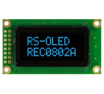 Display: OLED | alphanumeric | 8x2 | Dim: 58x32x10mm | blue | PIN: 16