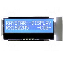 Display: LCD | alphanumeric | COG,STN Negative | 16x2 | blue | LED