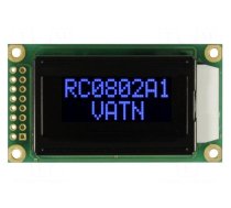 Display: LCD | alphanumeric | VA Negative | 8x2 | 58x32x13.2mm | LED