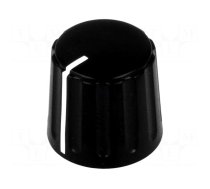 Knob | conical,with pointer | ABS | Øshaft: 6mm | Ø18.5x17.1mm | black