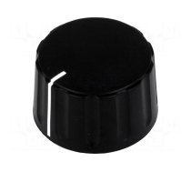 Knob | conical,with pointer | ABS | Øshaft: 6mm | Ø28.5x17.1mm | black