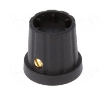 Knob | with flange | plastic | Øshaft: 6.35mm | Ø16.5x19.2mm | black