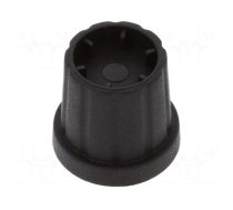 Knob | with flange | plastic | Øshaft: 6.35mm | Ø16.5x19.2mm | black