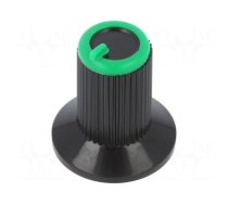 Knob | with flange | plastic | Øshaft: 6mm | Ø10x19mm | black | green