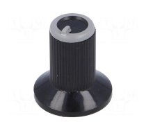 Knob | with flange | plastic | Øshaft: 6mm | Ø10x19mm | black | grey