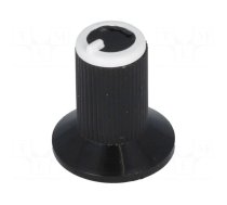 Knob | with flange | plastic | Øshaft: 6mm | Ø10x19mm | black | white