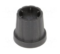 Knob | with flange | plastic | Øshaft: 6mm | Ø16.5x19.2mm | black