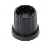 Knob | with flange | plastic | Øshaft: 6mm | Ø16.5x19.2mm | black