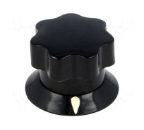 Knob | with pointer | ABS | Øshaft: 6mm | Ø19x16mm | black | Shaft: smooth