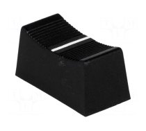 Knob | slider | black | 23x11x11mm | Width shaft 3/4mm | plastic