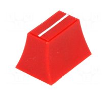 Knob | slider | red | 20x14x13mm | Width shaft 3/4mm | plastic