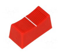 Knob | slider | red | 23x11x11mm | Width shaft 4mm | plastic