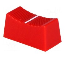 Knob | slider | red | 23x11x11mm | Width shaft 3/4mm | plastic