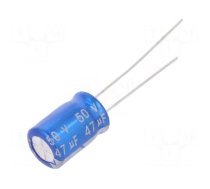 Capacitor: electrolytic | THT | 47uF | 50VDC | Ø8x11.5mm | Pitch: 3.5mm