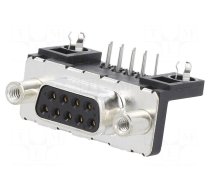 D-Sub | PIN: 9 | socket | female | for panel mounting | angled 90° | 5A