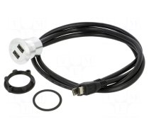 Adapter cable | for panel mounting,rear side nut | USB 2.0