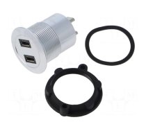 Adapter | for panel mounting,rear side nut | USB 2.0 | Thread: M25