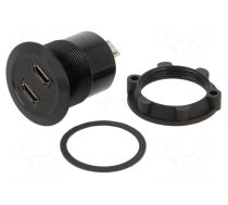 Adapter | for panel mounting,rear side nut | USB 2.0 | Thread: M25