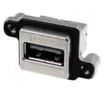 Connector: USB A | socket | MUSB | for panel mounting,screw | THT