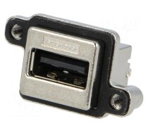 Connector: USB A | socket | MUSB | for panel mounting,screw | THT