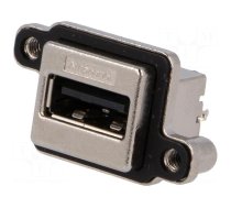 Connector: USB A | socket | MUSB | for panel mounting,screw | THT