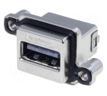 Connector: USB A | socket | MUSB | for panel mounting,screw | THT