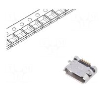 Socket | USB B micro | on PCBs | SMT | PIN: 5 | horizontal | USB 2.0