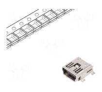 Connector: USB B mini | socket | on PCBs | SMT,THT | PIN: 5 | horizontal