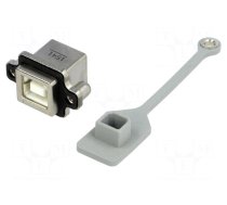 Connector: USB B | socket | MUSB | for panel mounting,screw | THT