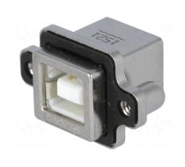 Connector: USB B | socket | MUSB | for panel mounting,screw | THT