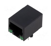 Socket | RJ45 | PIN: 8 | with LED | Layout: 8p8c | on PCBs,PCB snap | THT