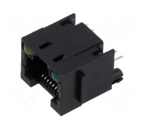 Socket | RJ45 | PIN: 8 | with LED | Layout: 8p8c | on PCBs,PCB snap | THT