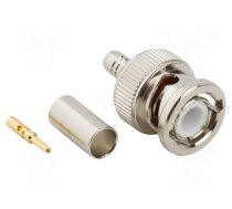 Connector: BNC | plug | male | straight | 50Ω | crimped | for cable | PTFE