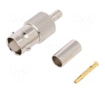 Connector: BNC | plug | female | straight | 50Ω | crimped | for cable | POM