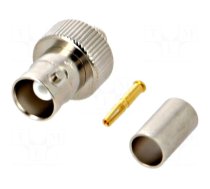 Connector: BNC | plug | female | straight | 50Ω | crimped | for cable