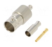 Connector: BNC | plug | female | straight | 75Ω | crimped | for cable | POM