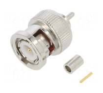 Connector: BNC | plug | male | straight | 50Ω | crimped | for cable | POM