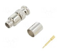 Connector: BNC | plug | male | straight | 50Ω | crimped | for cable | PTFE