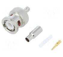 Connector: BNC | plug | male | straight | 50Ω | crimped | for cable | POM