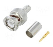 Plug | BNC | male | straight | 50Ω | crimped | for cable | POM | gold-plated