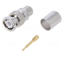 Connector: BNC | plug | male | straight | 50Ω | crimped | for cable | PTFE