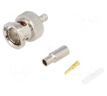 Connector: BNC | plug | male | straight | 75Ω | crimped | for cable | POM