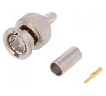 Connector: BNC | plug | male | straight | 75Ω | crimped | for cable | PTFE