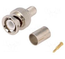 Plug | BNC | male | straight | 75Ω | RG6 | crimped | for cable | gold-plated