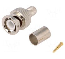 Connector: BNC | plug | male | straight | 75Ω | RG6 | crimped | for cable