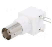 Connector: BNC | socket | female | angled 90° | 50Ω | THT | polypropylene