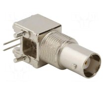 Connector: BNC | socket | female | angled 90° | 50Ω | THT | polypropylene