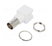 Connector: BNC | socket | female | angled 90° | 50Ω | THT | polypropylene