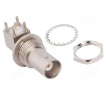 Connector: BNC | socket | female | angled 90° | 50Ω | THT | PTFE