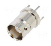 Connector: BNC | socket | female | straight | 50Ω | THT | on PCBs | PTFE